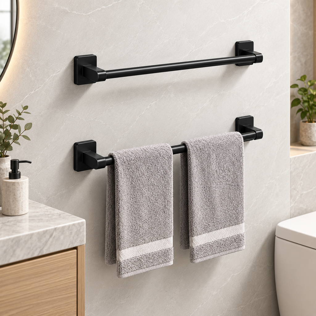 Adhesive Towel Bar – No-Drill Aluminum Bathroom Towel Rack