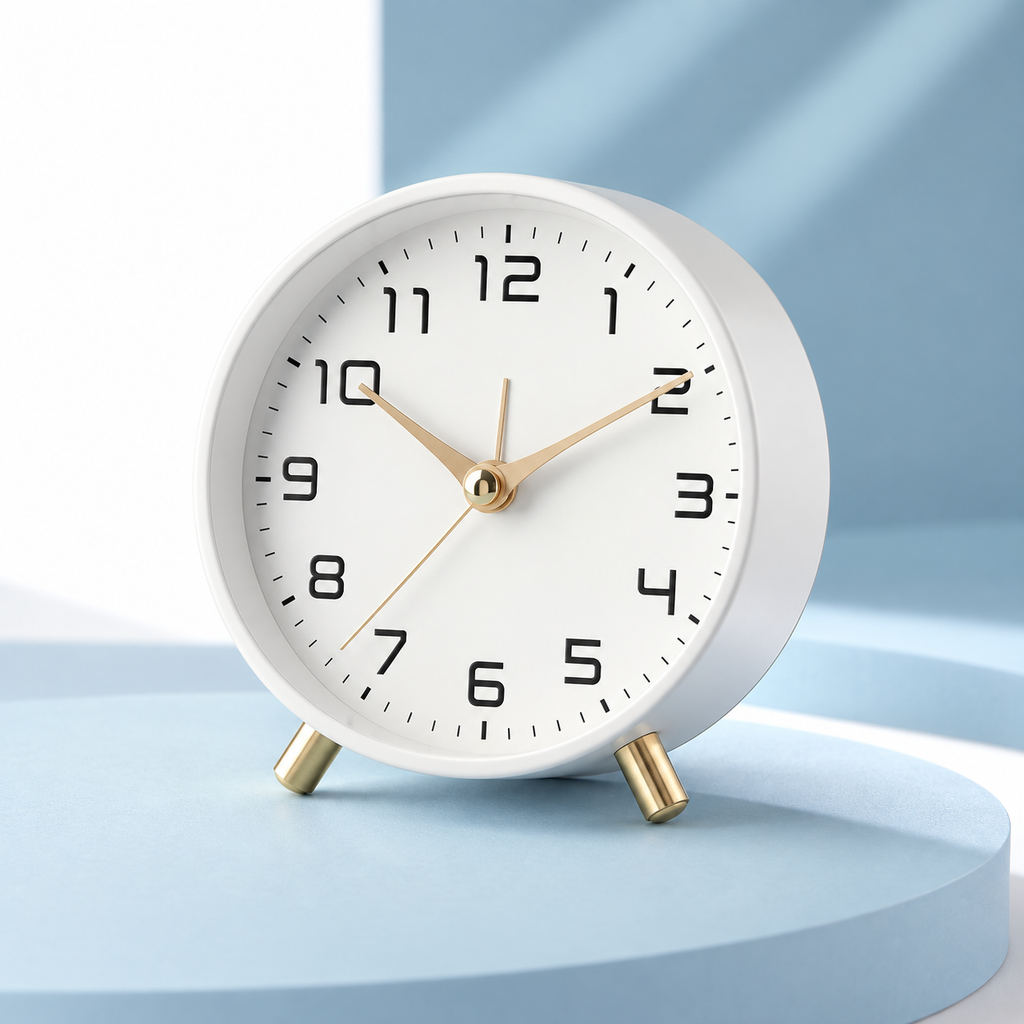 Silent Table Clock – Scandinavian Desk Clock, Non-Ticking