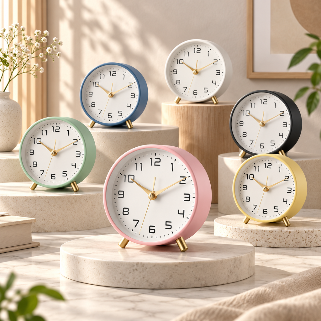 Silent Table Clock – Scandinavian Desk Clock, Non-Ticking