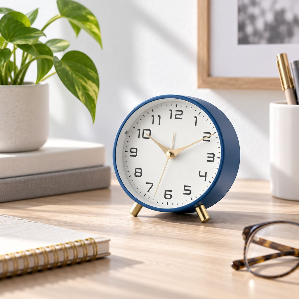 Silent Table Clock – Scandinavian Desk Clock, Non-Ticking