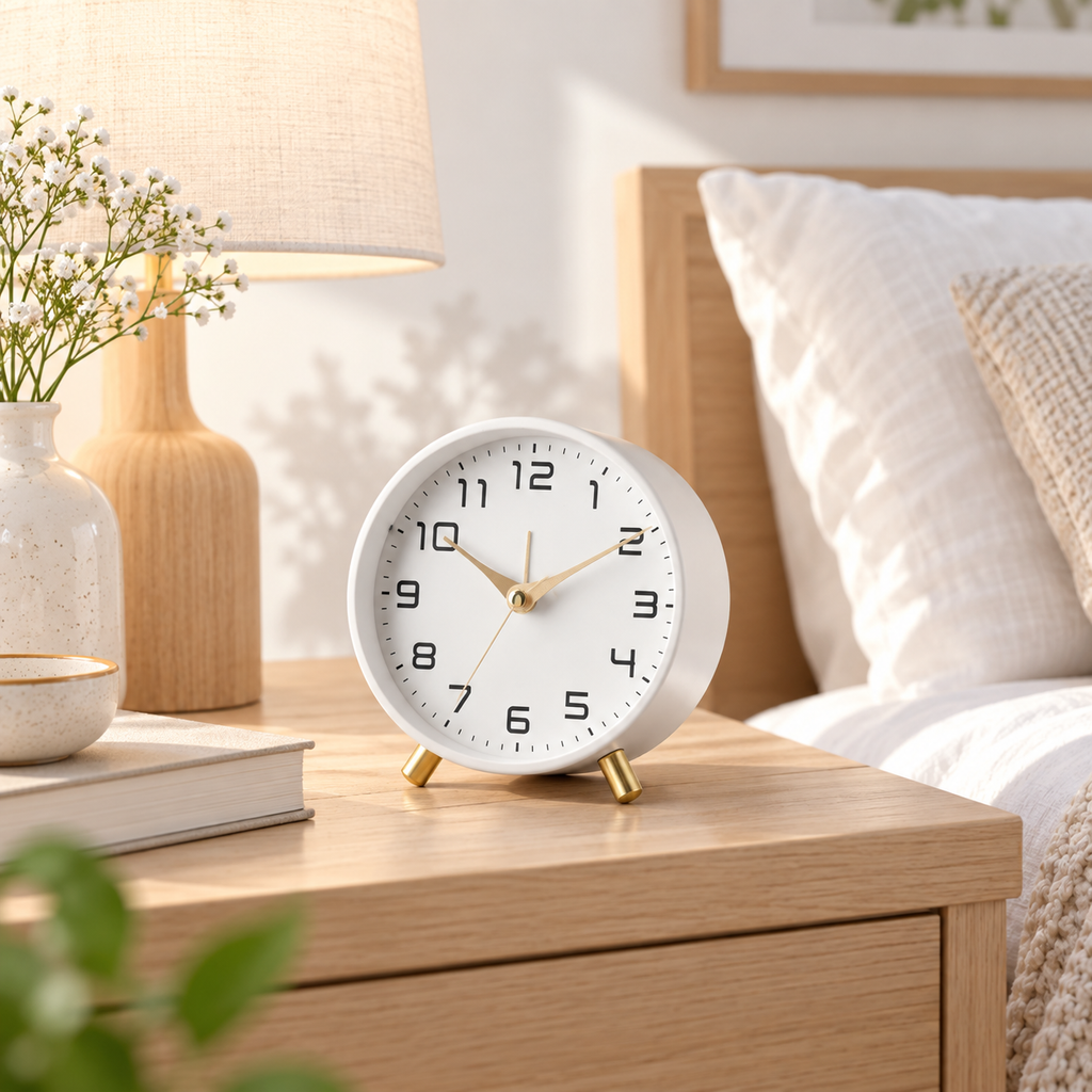 Silent Table Clock – Scandinavian Desk Clock, Non-Ticking