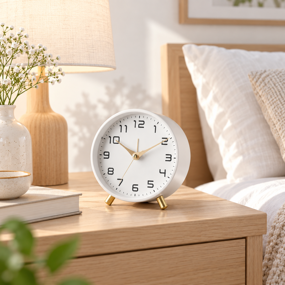 Silent Table Clock – Scandinavian Desk Clock, Non-Ticking