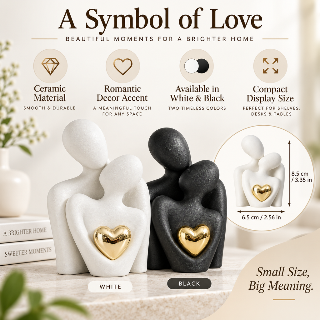 Ceramic Couple Figurine – Modern Sculpture Wedding Gift