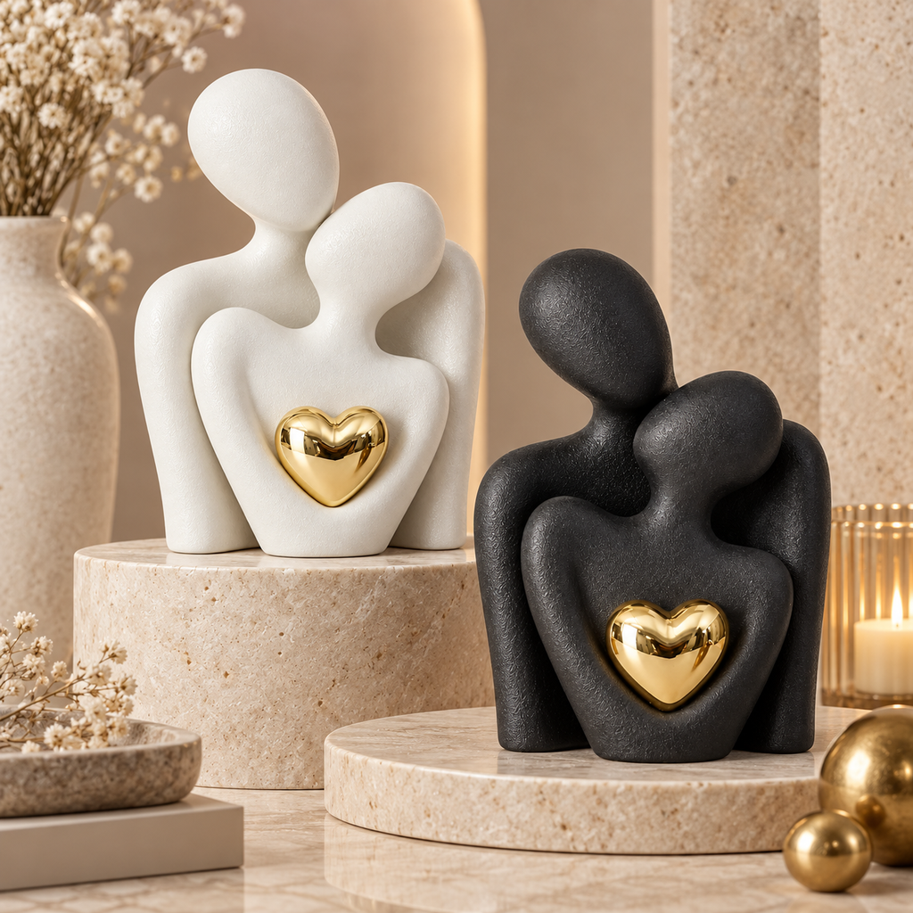 Ceramic Couple Figurine – Modern Sculpture Wedding Gift