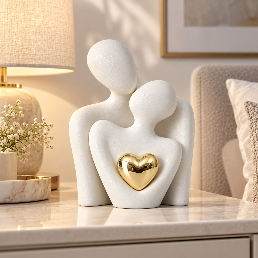 Ceramic Couple Figurine – Modern Sculpture Wedding Gift
