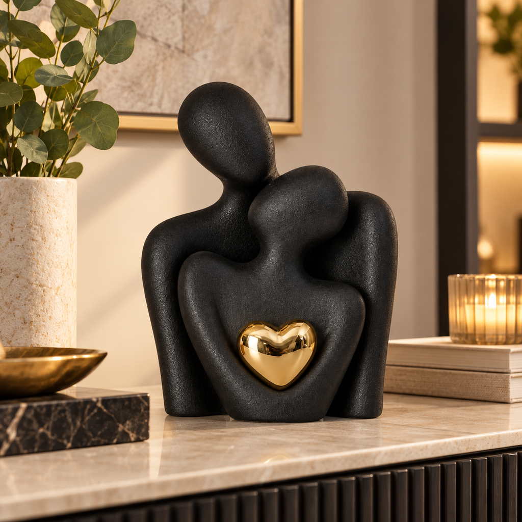 Ceramic Couple Figurine – Modern Sculpture Wedding Gift