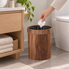 Wooden Trash Can with Lid – Minimalist Bathroom Waste Bin