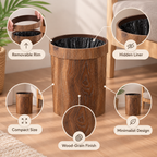 Wooden Trash Can with Lid – Minimalist Bathroom Waste Bin