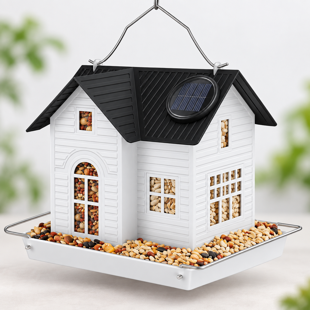 Metal Bird Feeder with Solar Light – Dual Hanging Feeder