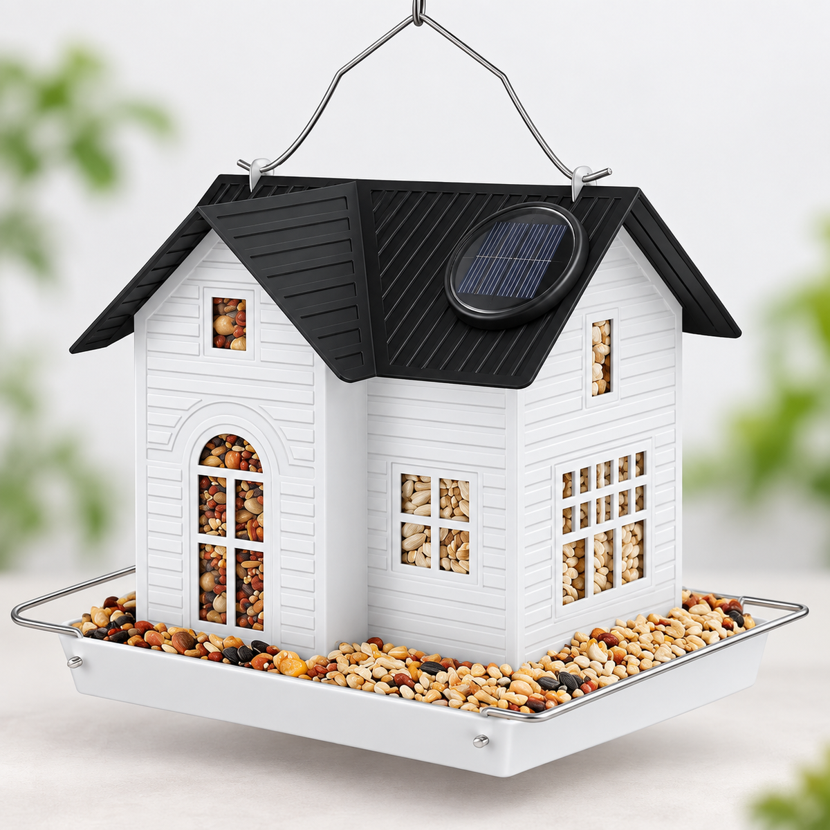 Metal Bird Feeder with Solar Light – Dual Hanging Feeder