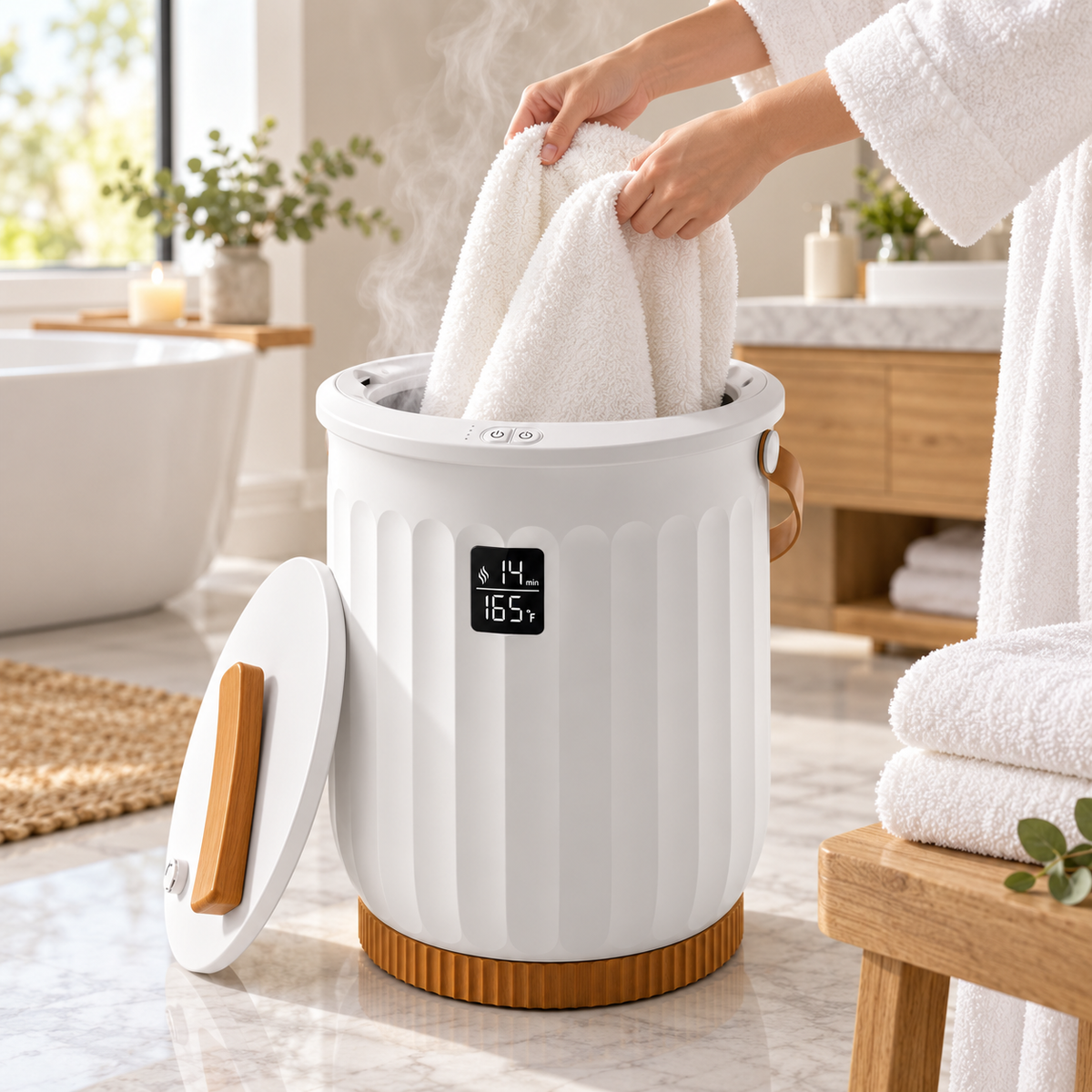 Towel Warmer with Timer & Aroma Box – Spa Towel Heater