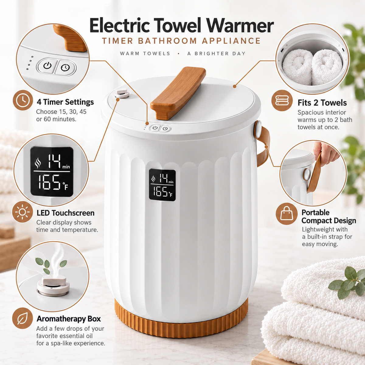 Towel Warmer with Timer & Aroma Box – Spa Towel Heater