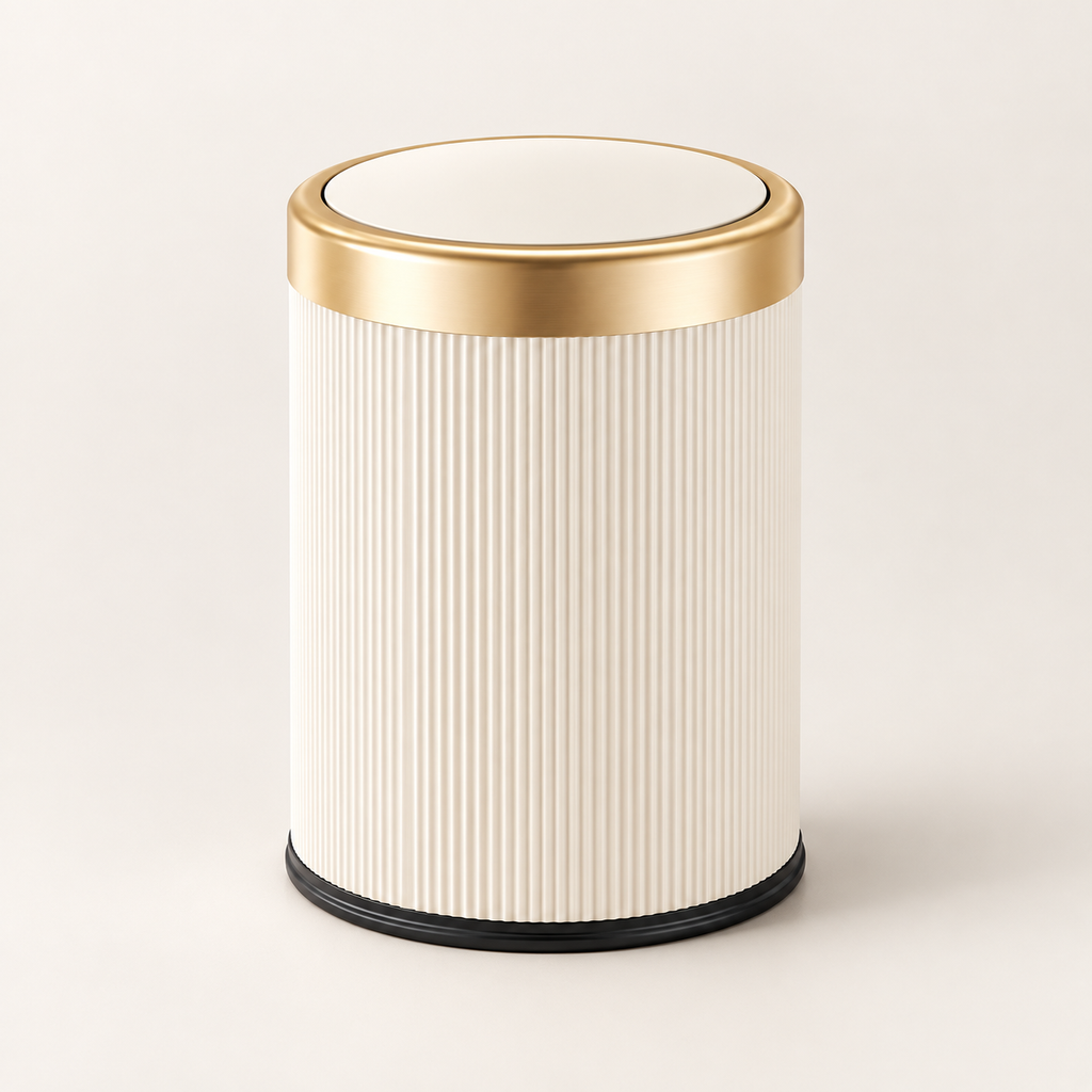 Press-Top Trash Can with Lid – Oval Odor-Control Bin