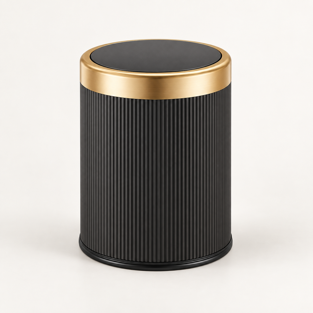 Press-Top Trash Can with Lid – Oval Odor-Control Bin