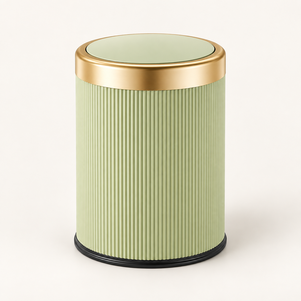Press-Top Trash Can with Lid – Oval Odor-Control Bin