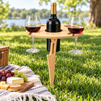 Folding Wine Picnic Table – Portable Wooden Beach Table