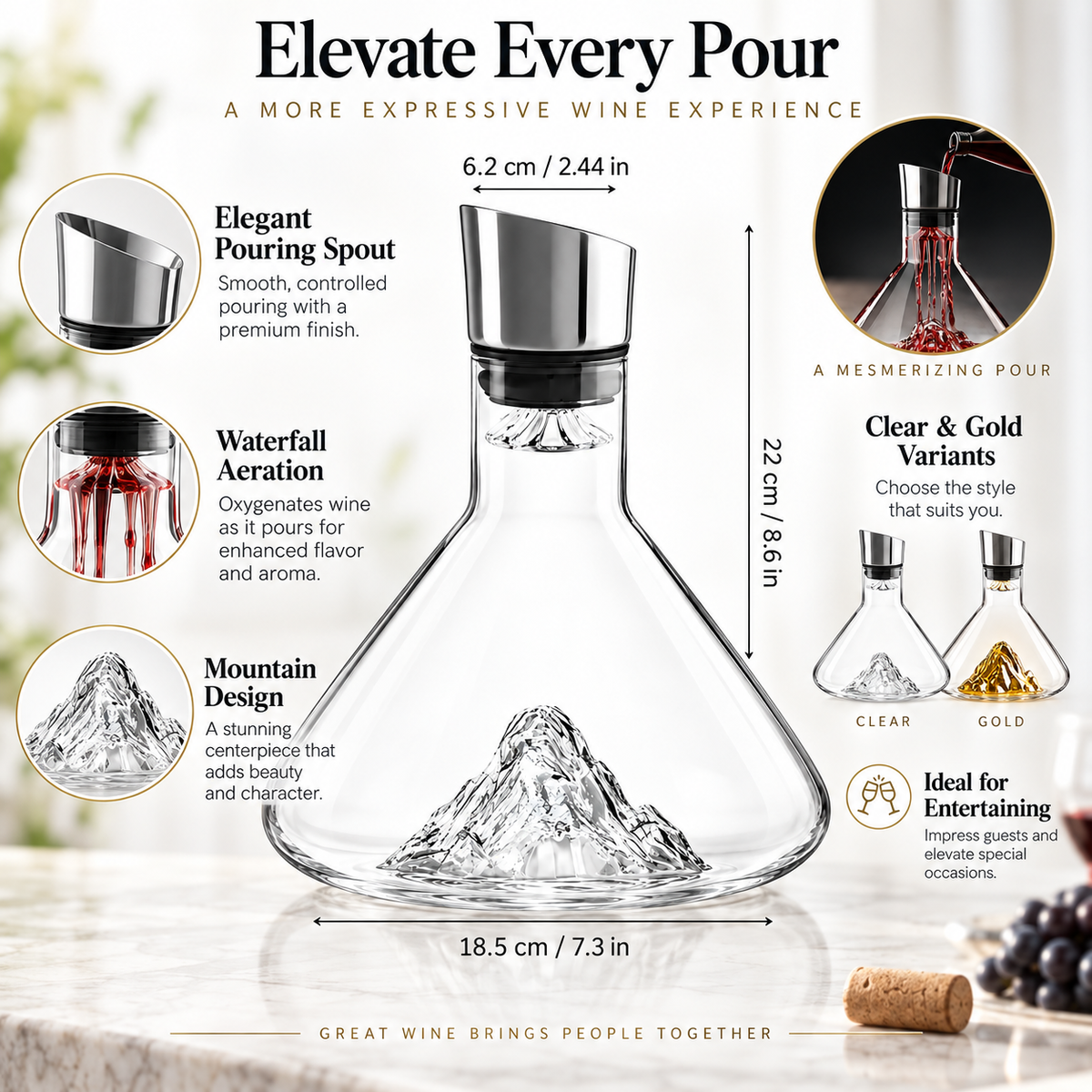 Mountain Wine Decanter – Waterfall Glass Wine Aerator