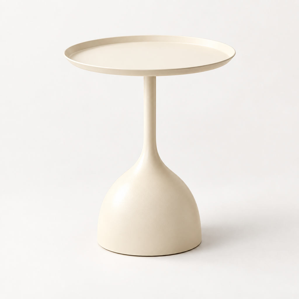 Round Metal Side Table – Pedestal End Table, Scandinavian