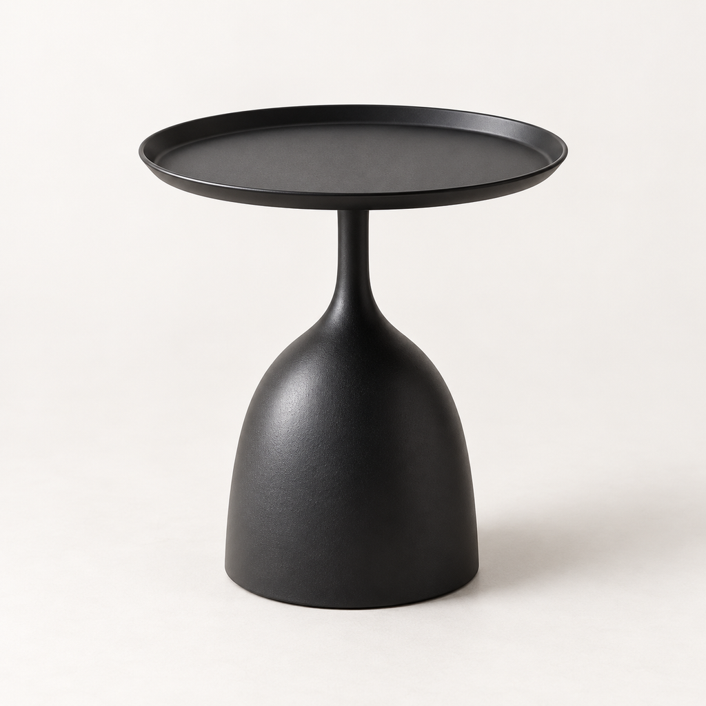 Round Metal Side Table – Pedestal End Table, Scandinavian