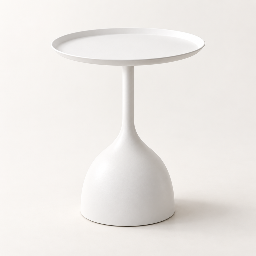 Round Metal Side Table – Pedestal End Table, Scandinavian