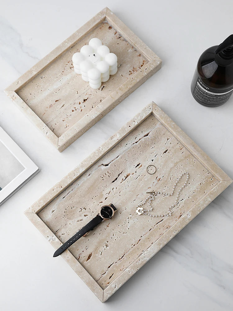 Natural Stone Vanity Tray – Decorative Tray for Bathroom & Dresser