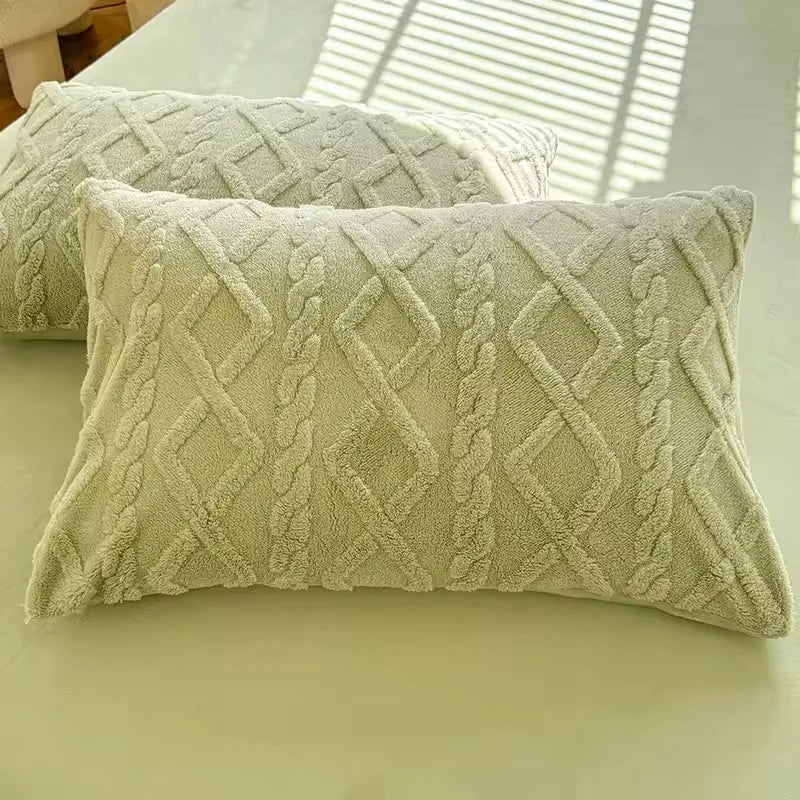 Velvet Lumbar Pillow Cover – Soft Beige Cushion Cover for Sofa & Bed