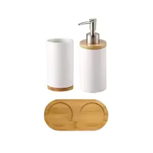 Ceramic Bath Accessory Set – Dispenser Bottles & Cups for Bathroom