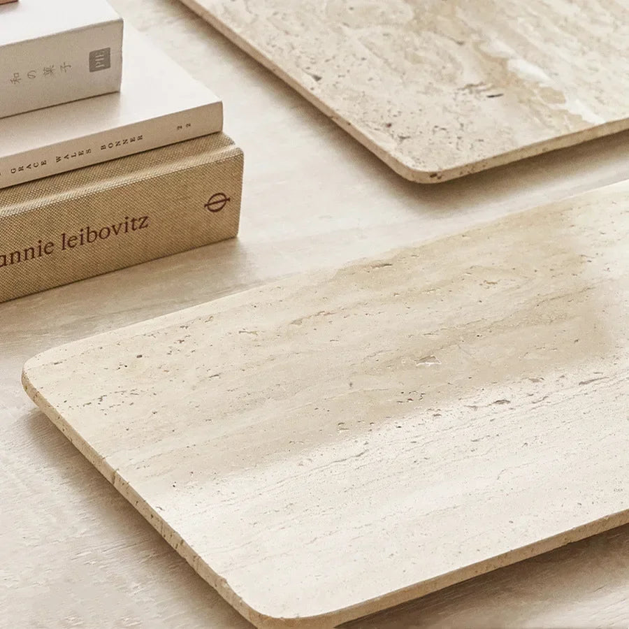 Travertine Catchall Tray – Natural Stone Tray for Entryway & Vanity