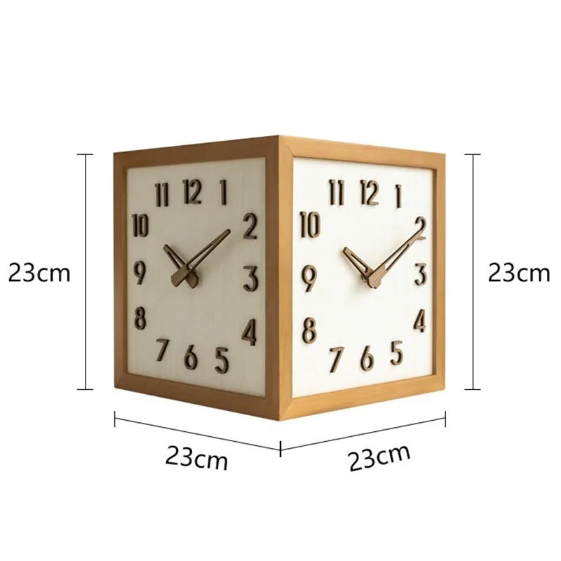 Wooden Corner Wall Clock – Double-Sided Pendulum Clock