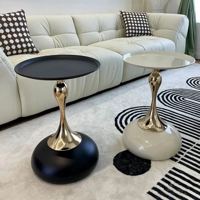 Round Metal Side Table – Pedestal End Table
