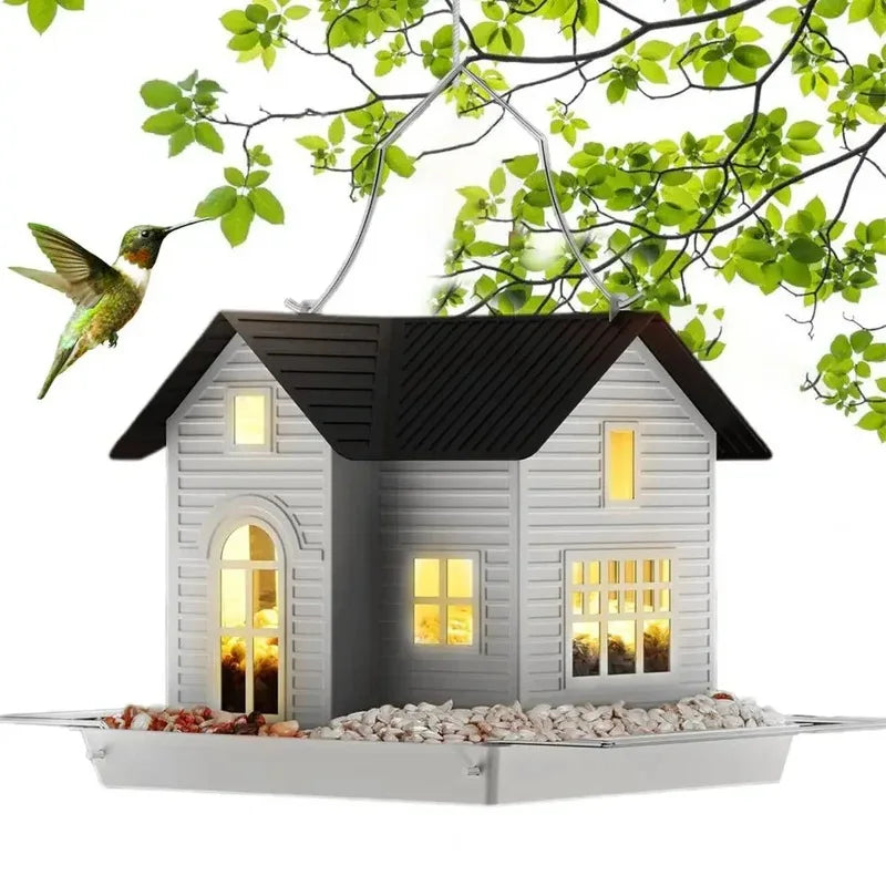 Metal Bird Feeder with Light – Hanging House Feeder