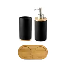 Ceramic Bath Accessory Set – Dispenser Bottles & Cups for Bathroom