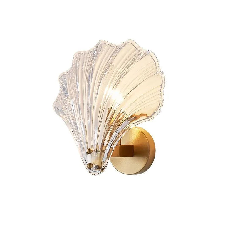 Glass Shell Wall Sconce – Scalloped Bedroom Wall Lamp