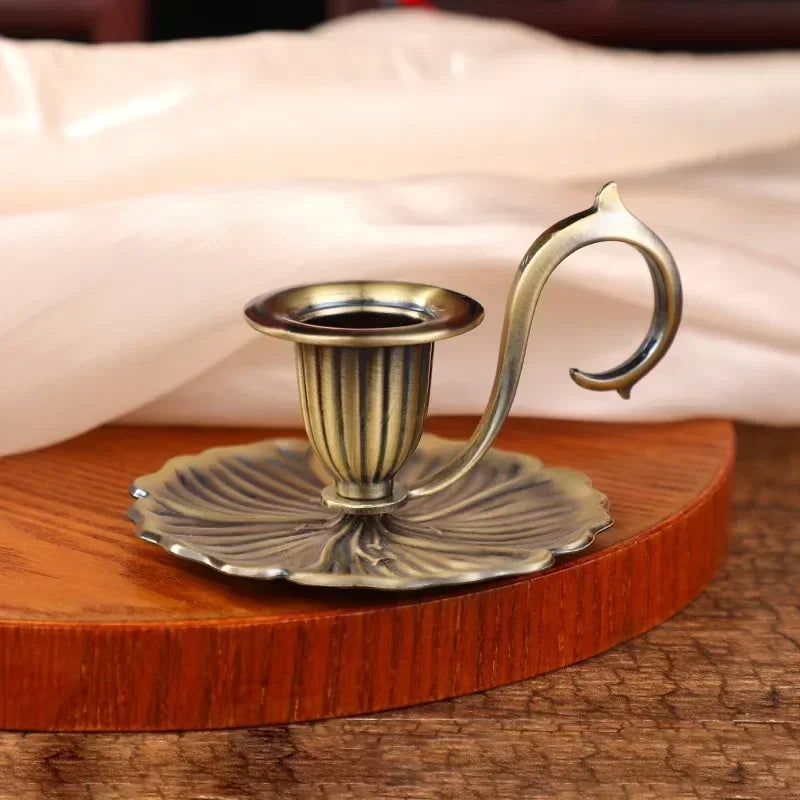 Vintage Chamberstick Candle Holder – Handled Taper Candlestick