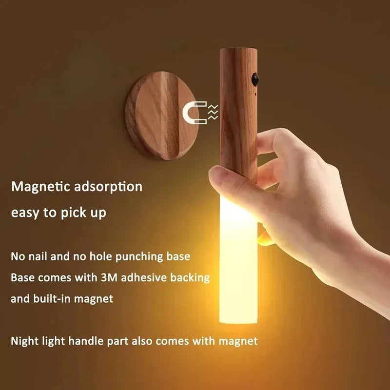 Walnut Magnetic Wall Sconce – Rechargeable Motion-Sensor Wall Light