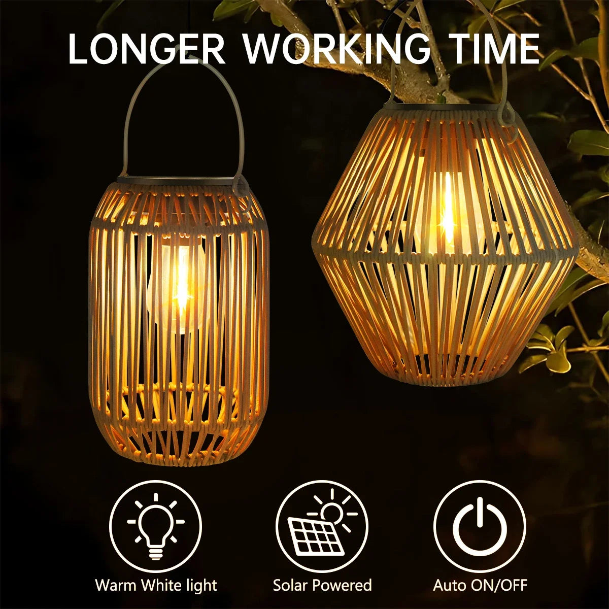 Solar Rattan Lantern – Outdoor Woven Lantern for Patio & Garden