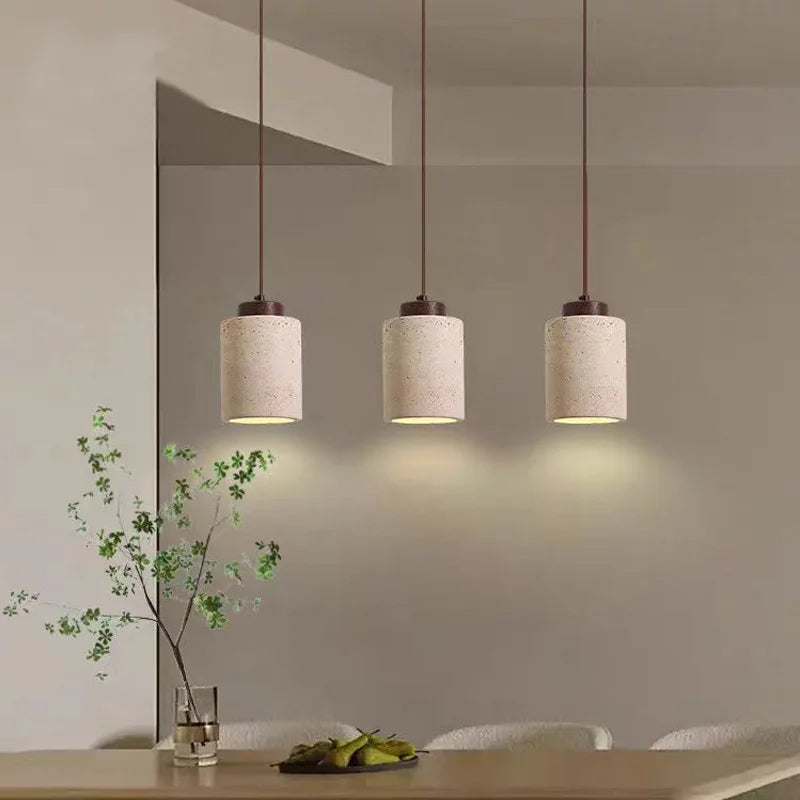 Travertine Stone Mini Pendant Light – Walnut & Stone Hanging Light