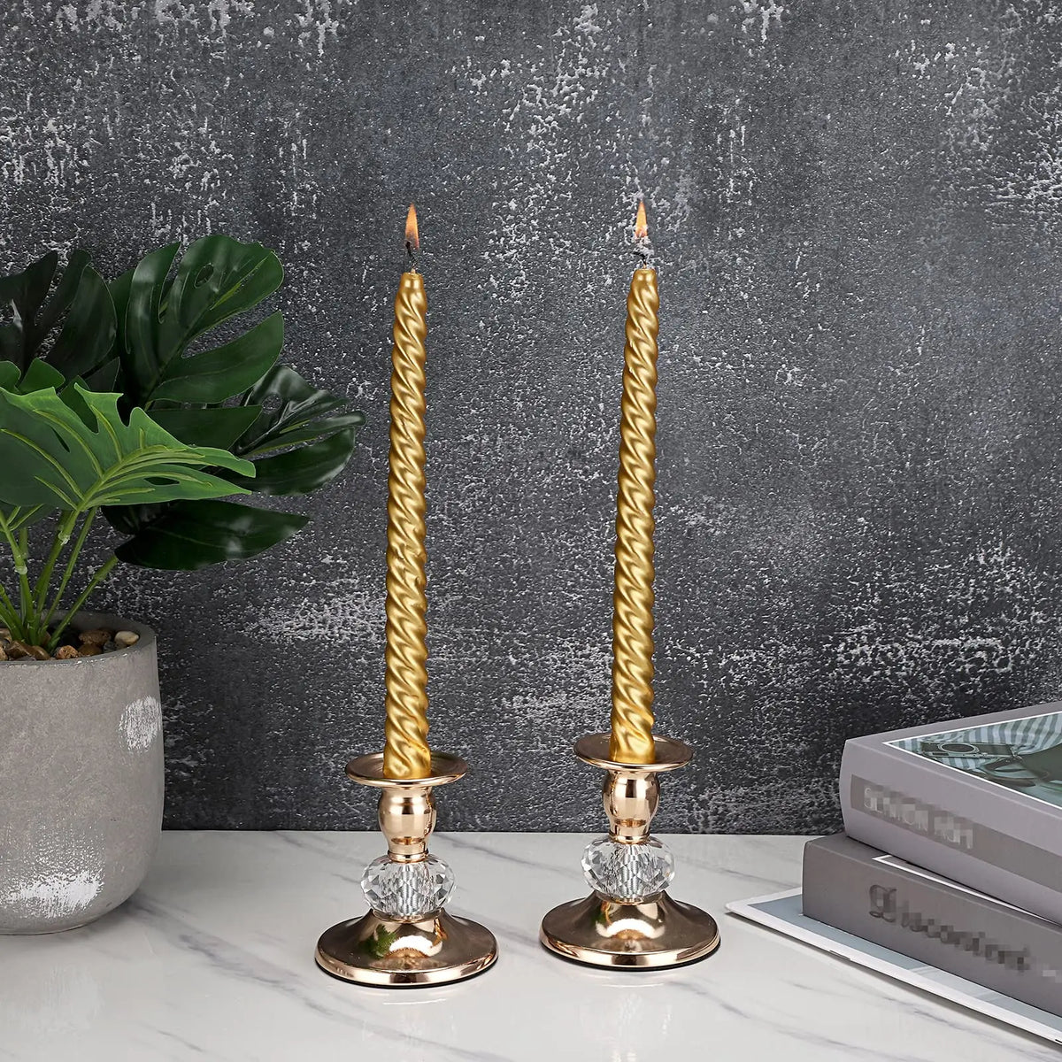 Taper Candle Holders, Set of 2 – Gold or Silver Metal Candlesticks