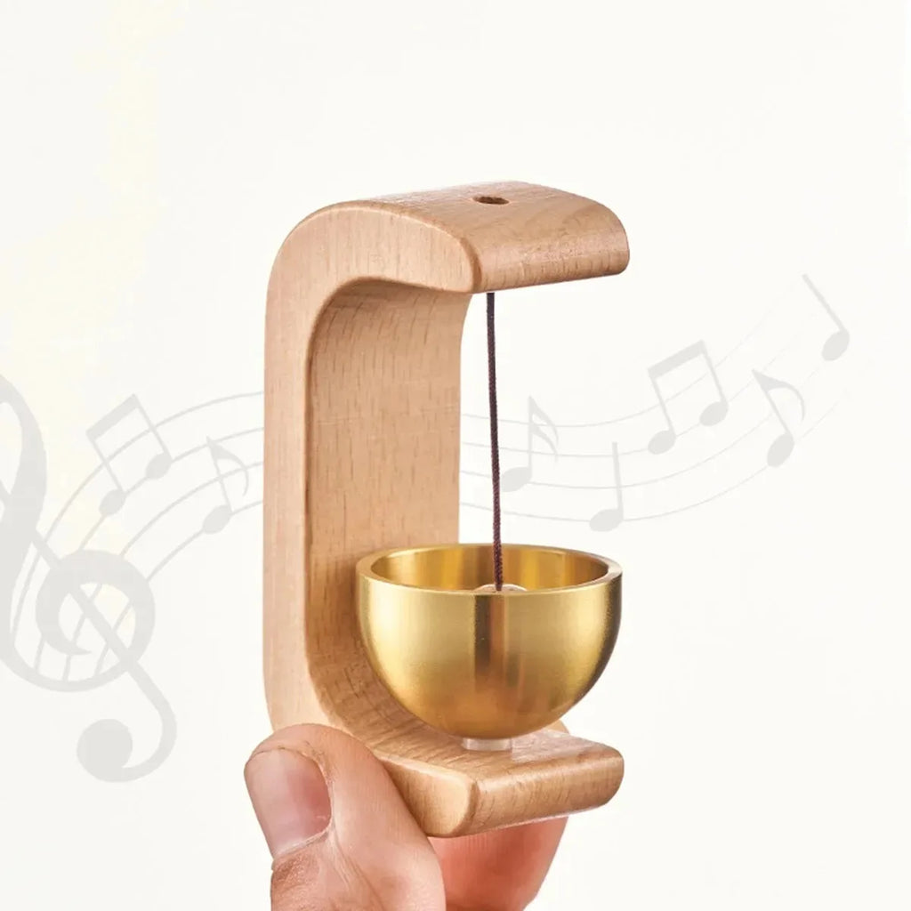 Wooden Door Chime with Brass Bell – Entryway Door Bell Decor