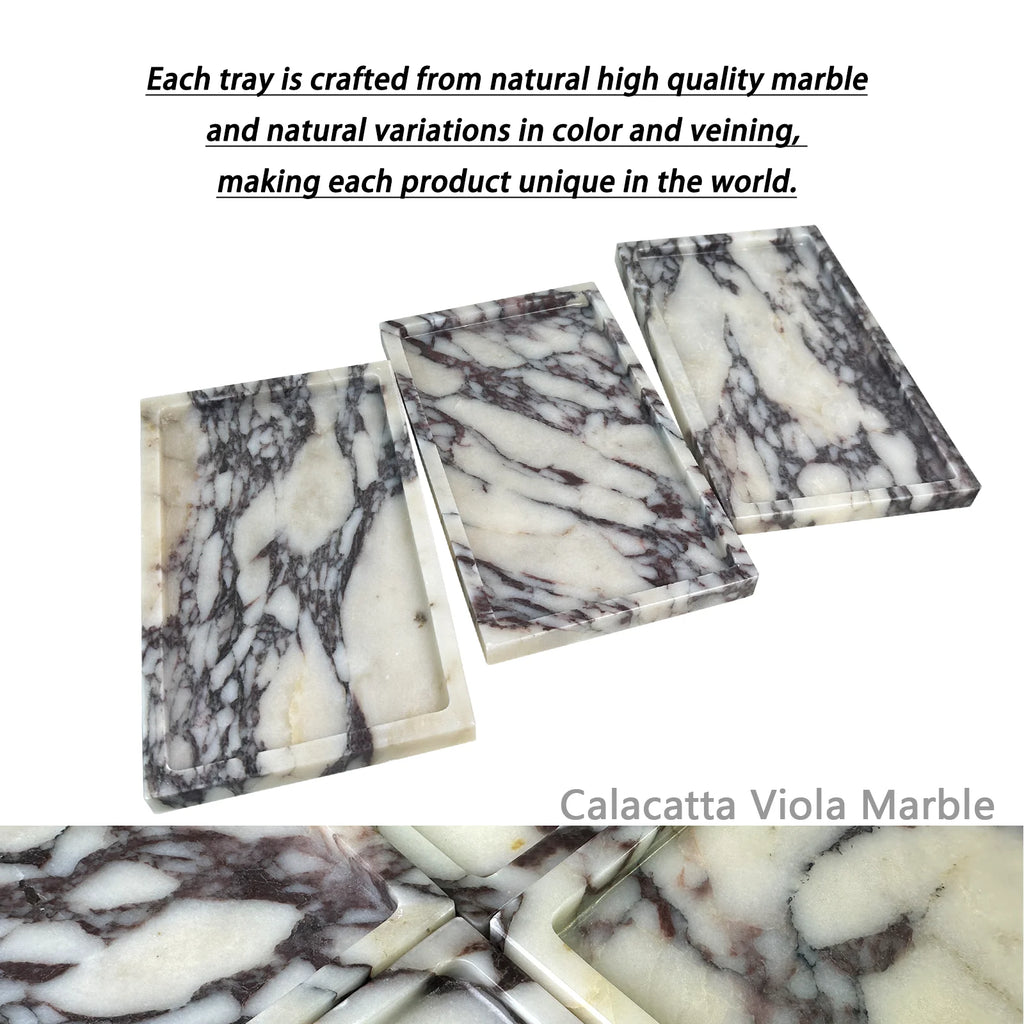 Marble Vanity Tray – Natural Marble Tray for Bathroom, Dresser & Bar