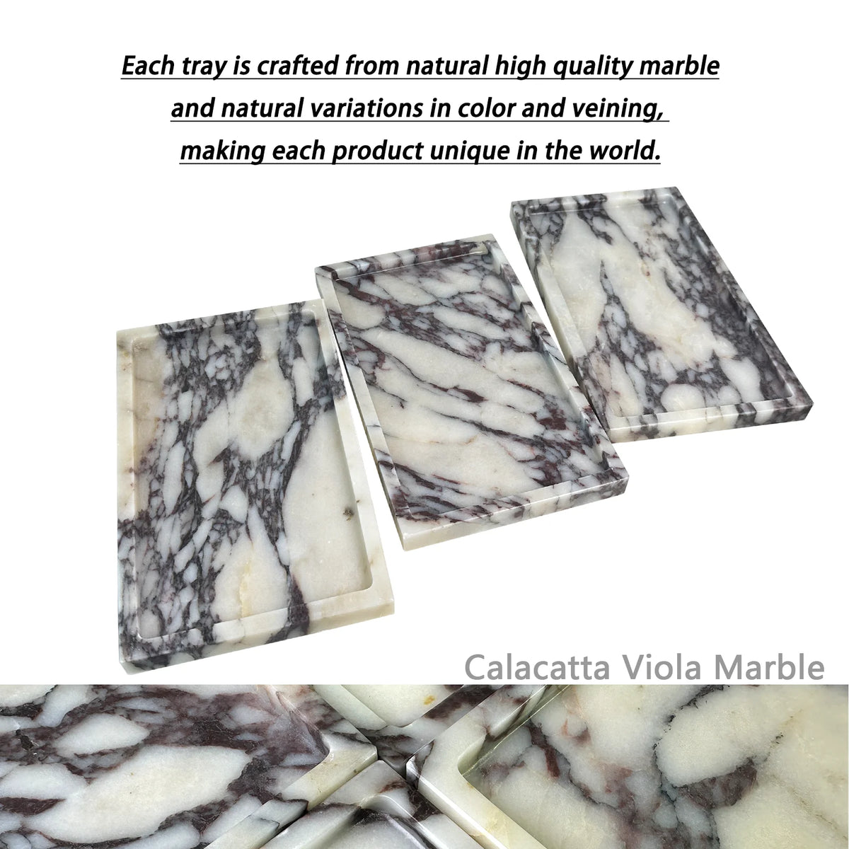 Marble Vanity Tray – Natural Marble Tray for Bathroom, Dresser & Bar