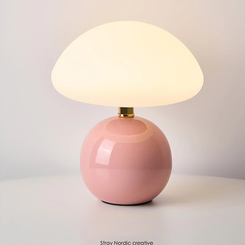 Cream Mushroom Table Lamp – Bedside Lamp for Bedroom & Living Room