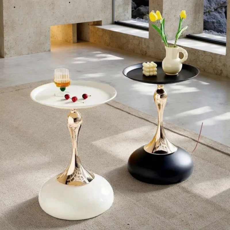 Round Metal Side Table – Pedestal End Table