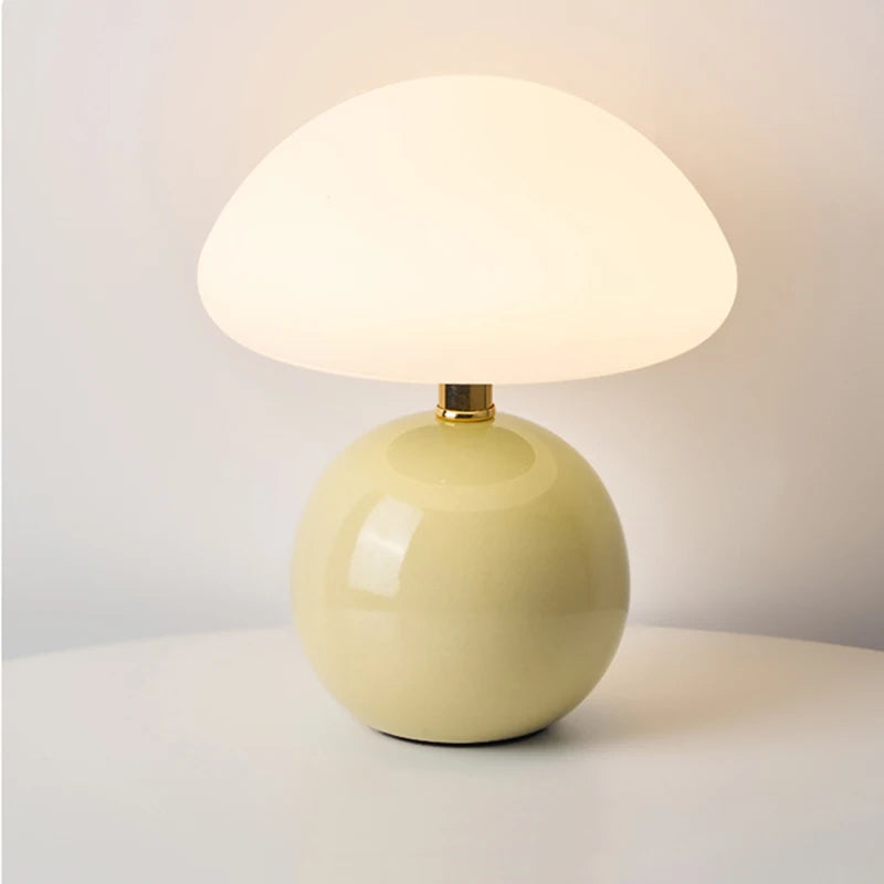 Cream Mushroom Table Lamp – Bedside Lamp for Bedroom & Living Room