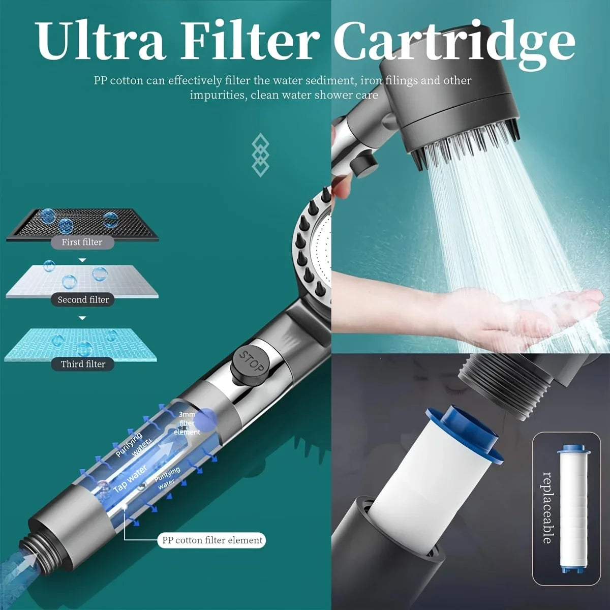 Filtered Handheld Shower Head – detail view 3