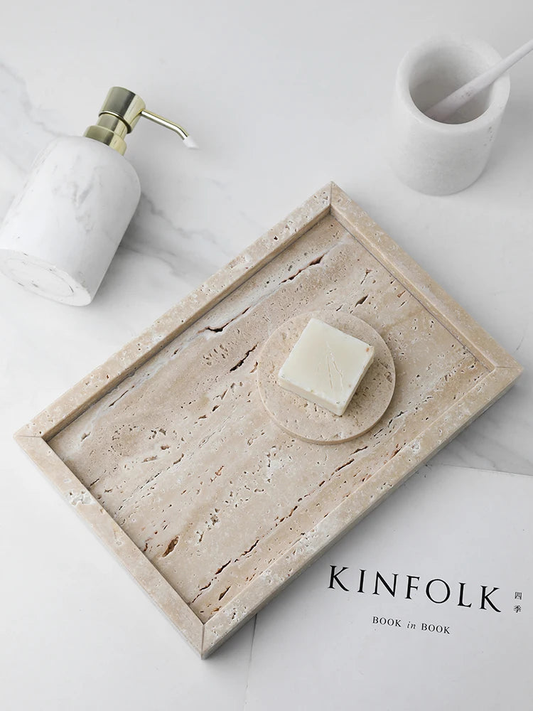 Natural Stone Vanity Tray – Decorative Tray for Bathroom & Dresser