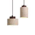 Travertine Stone Mini Pendant Light – Walnut & Stone Hanging Light
