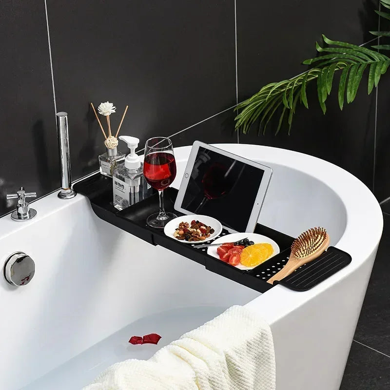 Bamboo Bathtub Tray – Extendable Bath Caddy for Books, Candles & Drinks