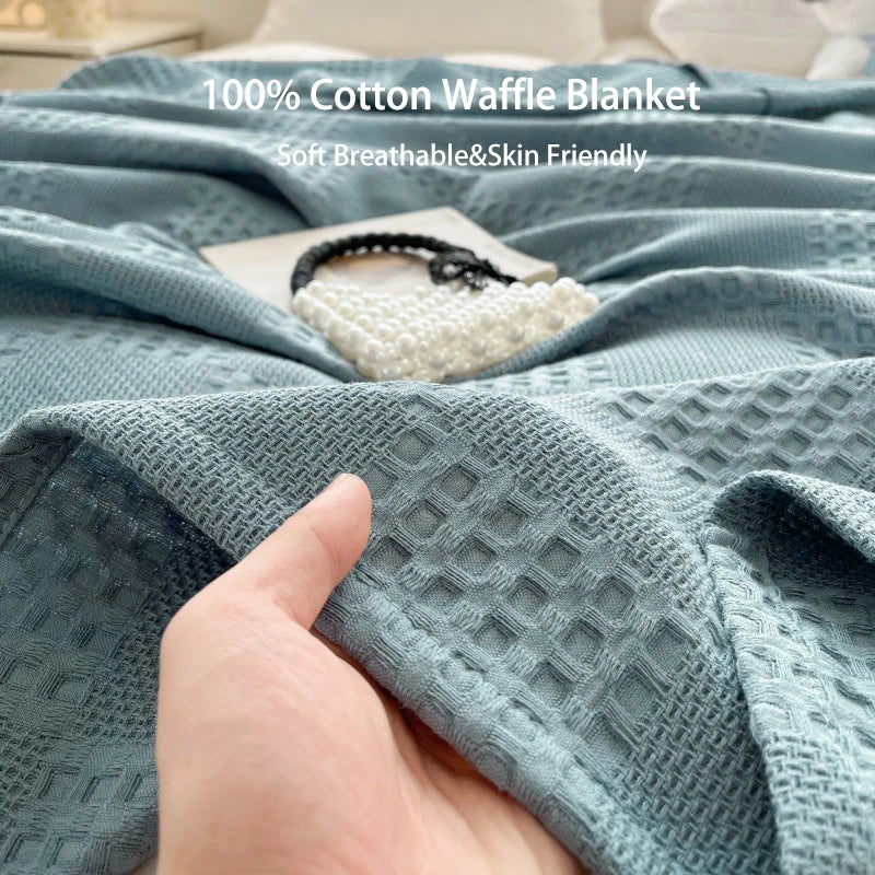 Cotton Waffle Throw Blanket – Waffle Weave Bed & Sofa Throw