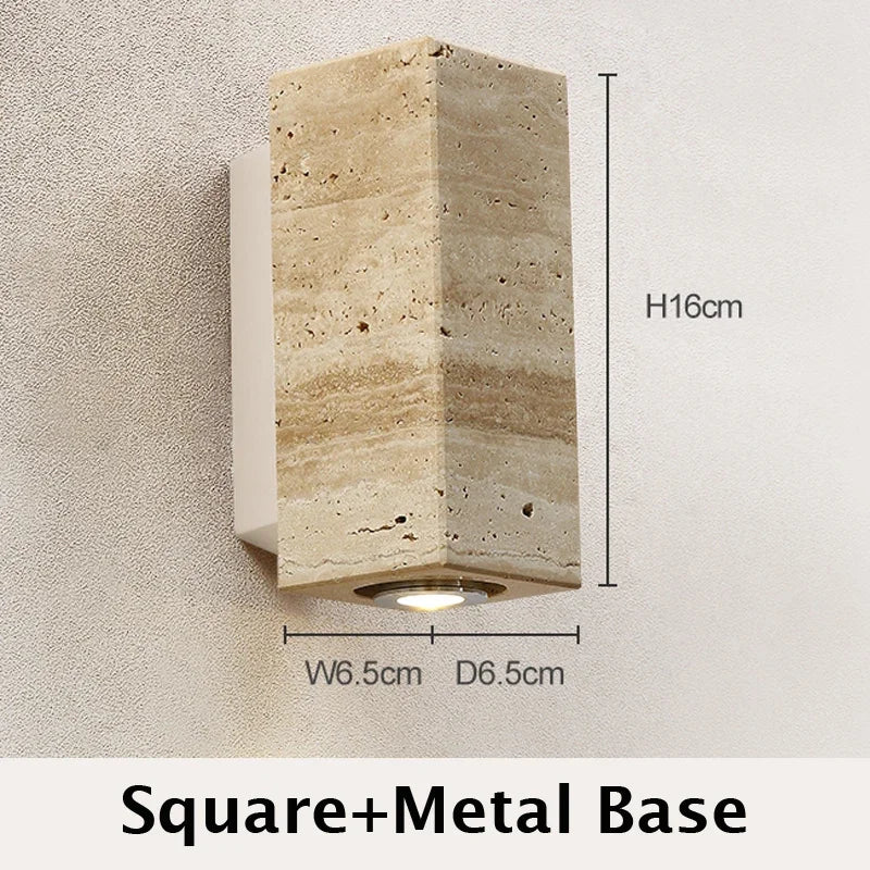 Stone & Walnut Wall Light – Wall Sconce for Bedroom & Hallway